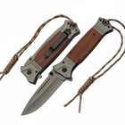 Rite Edge Wood Handled Spring Assisted Folding Knife - Engraveable Clip Lanyard — photo 4