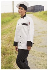 One Lot of 20 Chef Coats, White with Black Trim. Size: XL - 404
