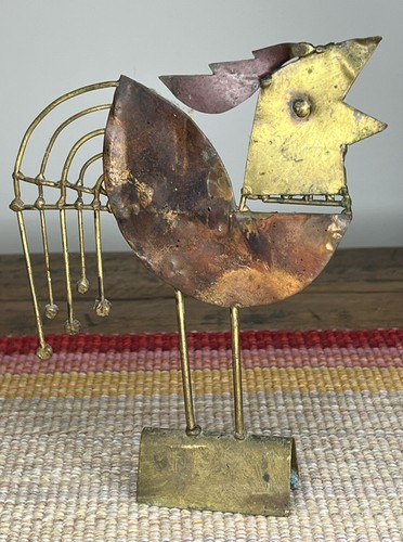 Jarc Brutalist Surrealist Brass Sculpture Rooster France French 1970's Art Piece - Picture 3 of 5