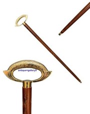 brass steampunk head handle brown 3 fold wooden cane walking stick handmade gift