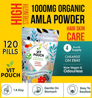 Bio Amla Pulver 1000mg Kapseln - Superfood - Vitamin C Vegan - 120