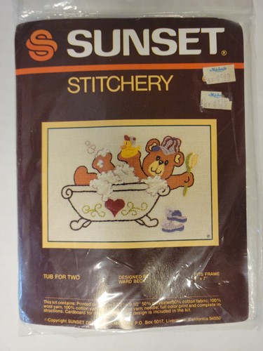 Vintage Sunset Stitchery 5x7 Tub For Two Embroidery Kit New