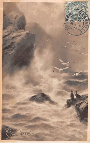 Illustrator - Nr. 88655 - Vögel Über Der Felsen Und Lenkrad IN Im Mitte