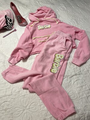 Forever 21 Barbie Terry Cloth Track Suit Sweats Hoodie Ladies