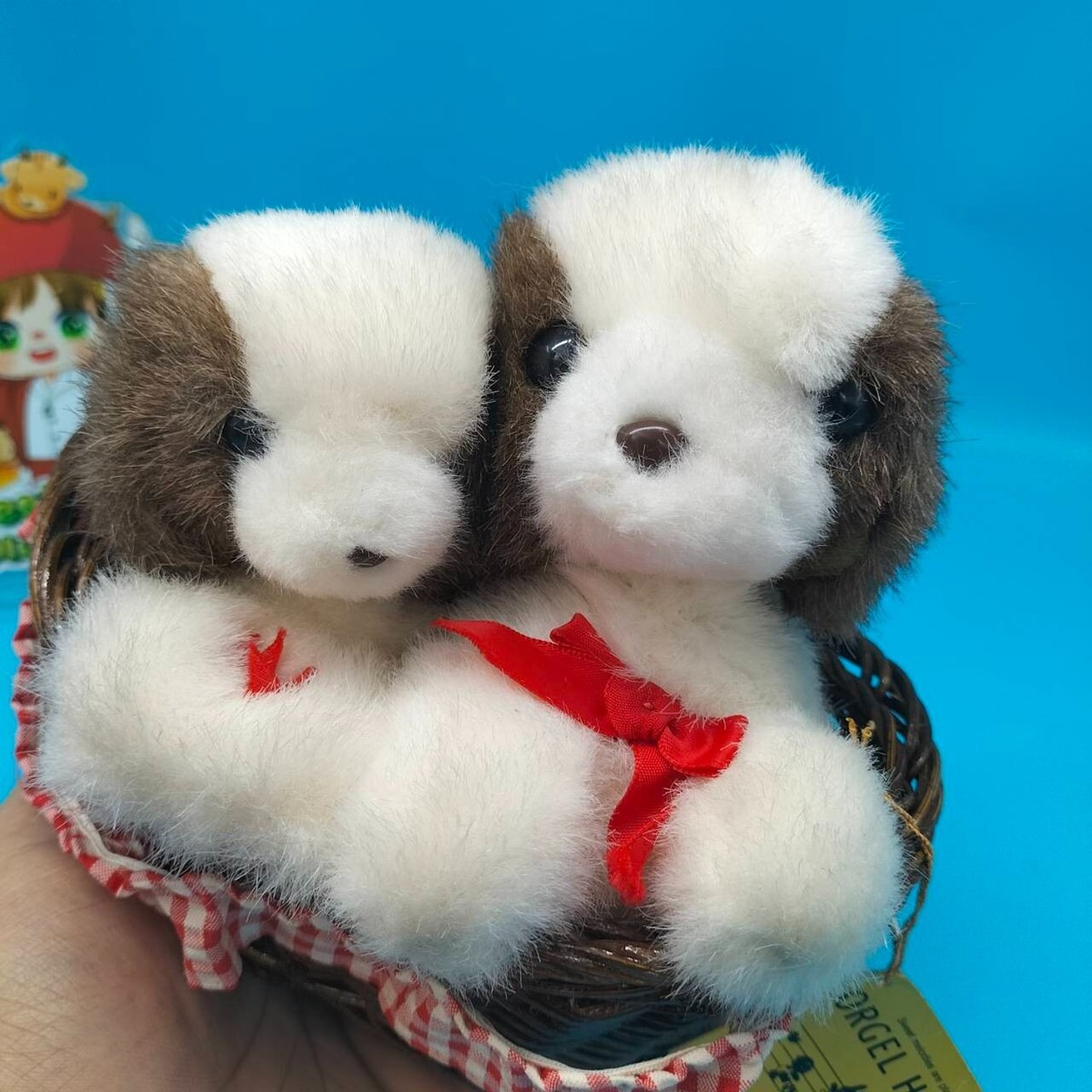 RARE Stuffed Animal Vintage Sekiguchi ORGEL HOUSE Music Box Puppys