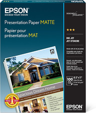 S041062 Matte Presentation Paper, 27 Lbs., Matte, 8-1/2 X 11 Pack of 100 Sheets