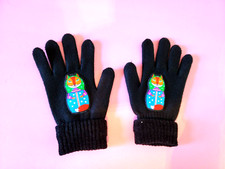 Beautiful and original matryoshka matreshka Black Gloves with Fox Design