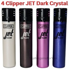 Clipper Lighter Full Set ROUND JET BLACK SILVER TOP Windproof Gas Refillable UK