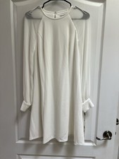 CALVIN KLEIN NWT White Sheer Long Sleeve Cocktail Dress Size 4 Bridal Wedding