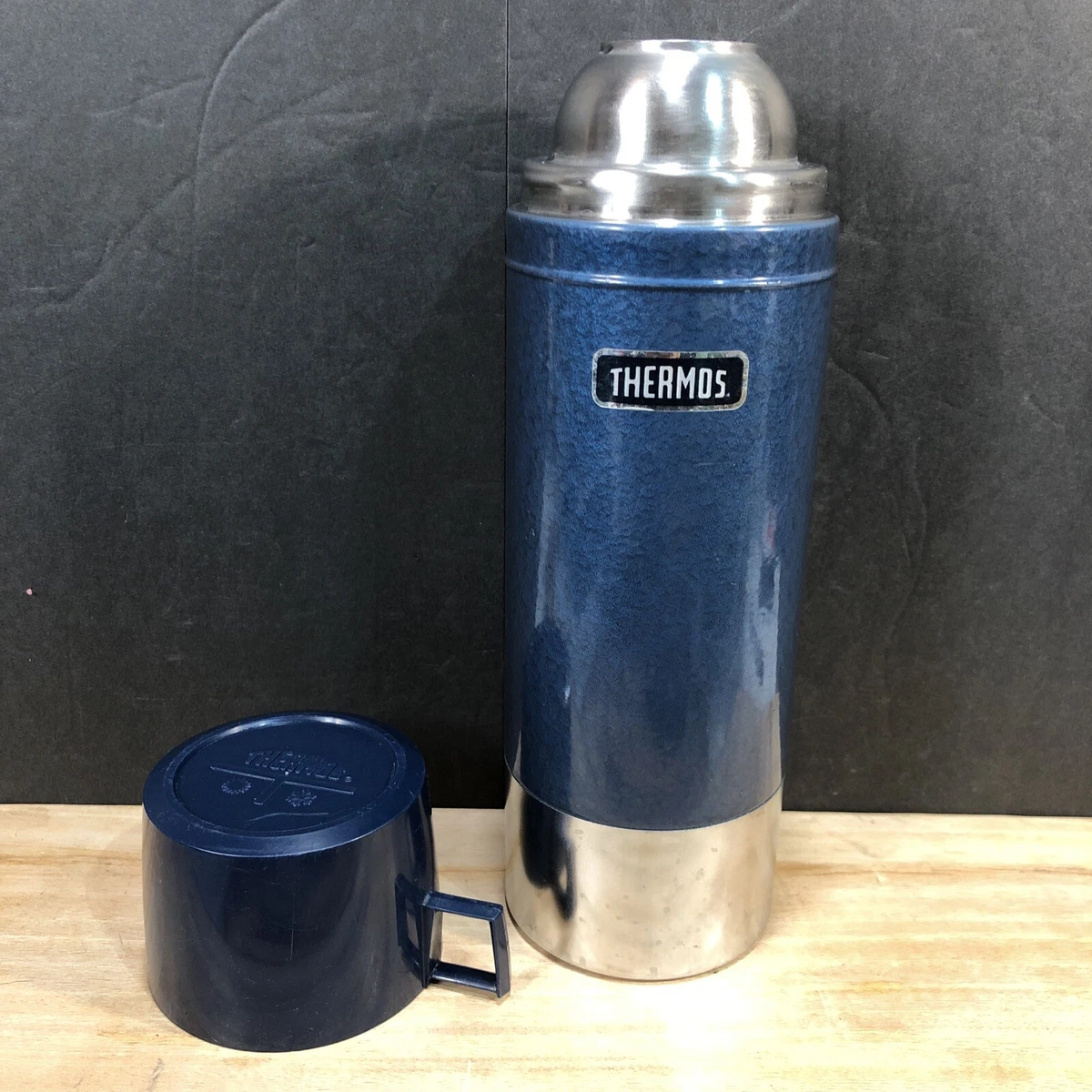 Vintage Thermos Vacuum Bottle Model 2480 King Seeley 1 Liter Blue NO STOPPER