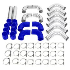 2.5" Universal Aluminum Intercooler Pipe Kit+T-Bolts Clamp+Hose