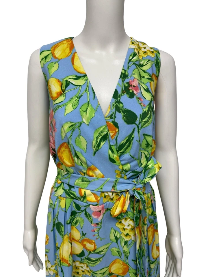 R&K Women's Sleeveless Light Blue Floral V-Neck Spring A-Line Dress Size 16W - Image 2 of 4