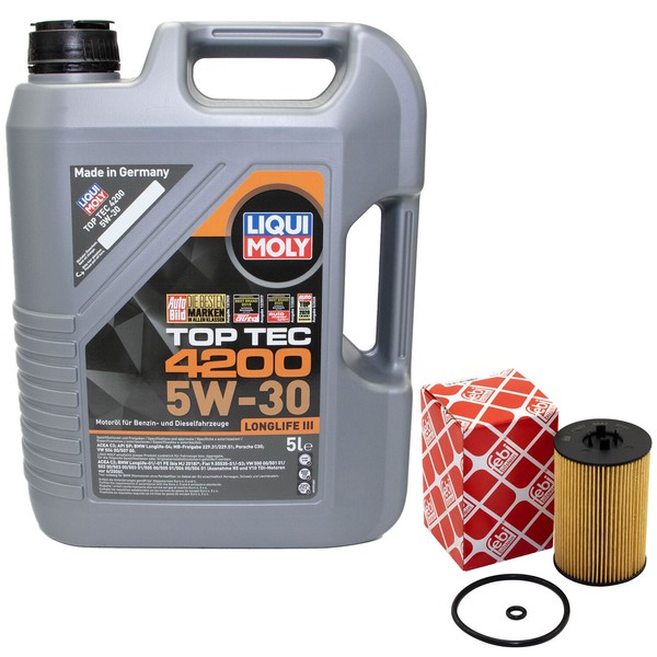 MotoröL Set 5W-30 5 Liter + ÖLfilter 47827 FüR Audi A1 A3 Q5 Seat Skoda Vw Golf-image