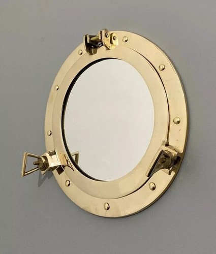 Miroir Hublot Ancien Style Nautique En Laiton - Décoration Murale Vintage - Reproduction