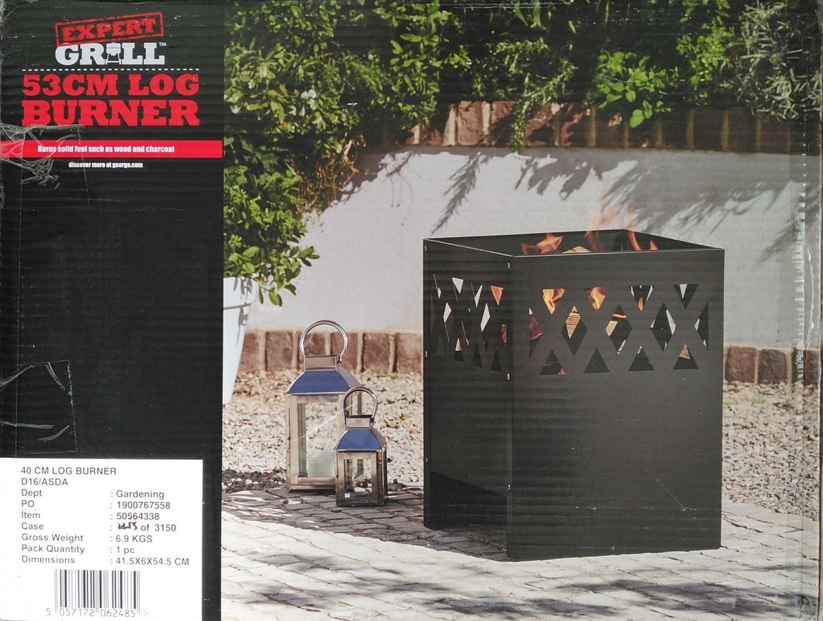 Outdoor Fire Pit Log Burner Garden Patio Heater Steel Black Brand Cube |  eBay