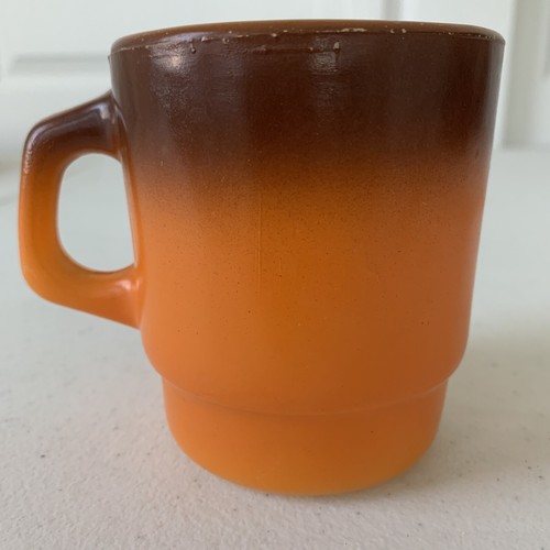 Vintage Fire King Oven-Proof Orange Ombre Stackable Mug Anchor Hocking USA - Picture 2 of 5