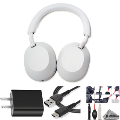 Sony WH-1000XM5 Wireless Noise-Canceling Over-Ear Headphones (Silver)- Basic Kit
