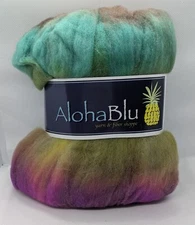 AlohaBlu Rambouillet Wool 1 oz Yarn Roving Handmade Dyed
