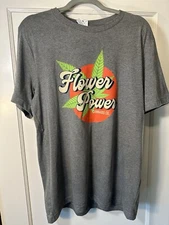 NEW Grey Flower Power Cannabis Co Tee Unisex NWOT Cotton t-Shirt Size Large