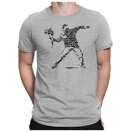 Banksy Flower | Herren Fun T-Shirt S bis 4XL | Bomber Rage Thrower Blumenwerfer - Picture 8 of 11