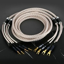 Cable de altavoz de cobre audiófilo OCC enchapado en plata alta fidelidad audio plátano y enchufe de pala