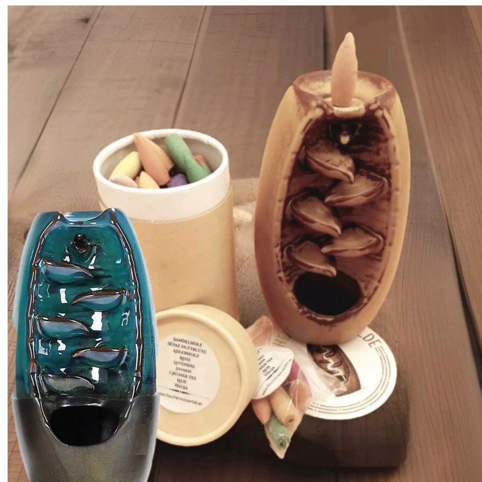 Keramik Rückfluss Weihrauch Mountain Wasserfall Räuchergefäß Halter Räucherkegel