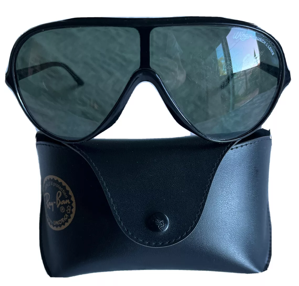 Vintage Ray Ban Bausch & Lomb Wings All Black Nylon Aviator