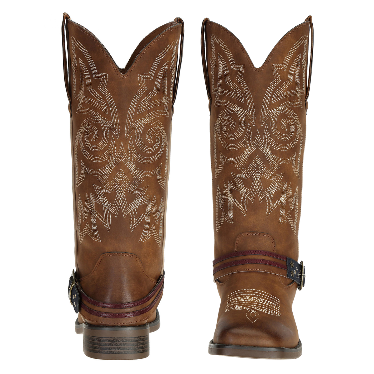 Fashion Cowboy Boots For Women Square Toe Wide Mid Calf Western