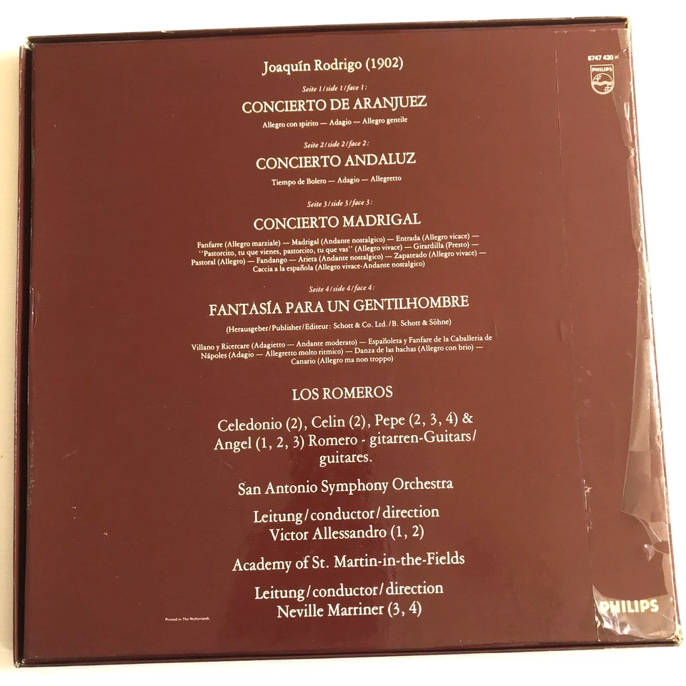 Rodrigo - Concierto De Aranjuez & Andaluz - Los Romeros 2LP Philips Box Set NM - Image 4 of 4