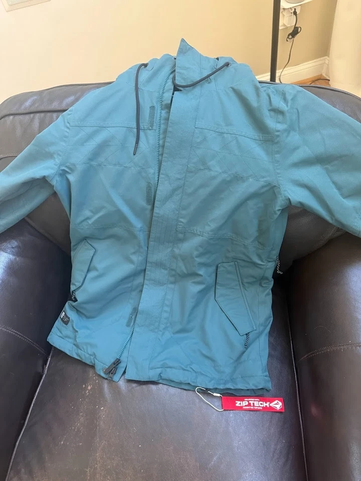 Volcom женщин палевый изолированный сноуборда лыж зимняя куртка с капюшоном размер маленький США - Изображение 4 из 4