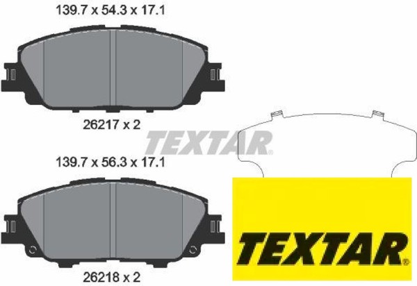 Textar 2621701 Bremsbelagsatz FüR Scheibenbremse Bremsbelagsatz FüR Toyota-image