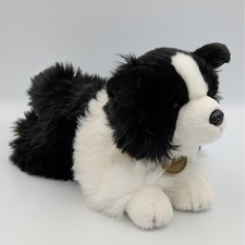 Aurora Miyoni Border Collie Dog Plush Black White Realistic Stuffed Animal 11"