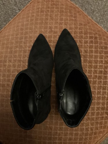 Black real suede pointed toe ankle boots size 39/6 - Picture 6 of 8
