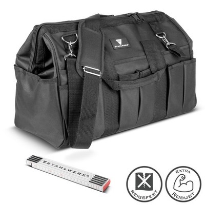 STAHLWERK Werkzeugtasche stabile XL-Montagetasche Elektrikertasche 21 Fächer