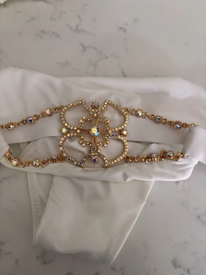 Beach Bunny Women's Bikini Set White With Rhinestone Top L Bottom S New - Image 3 of 4