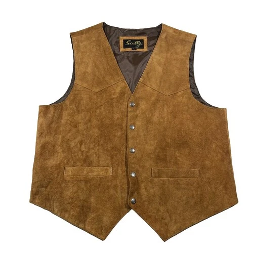 Scully Genuine Suede Leather Western Vest Brown Cowboy Size L - product listing photo