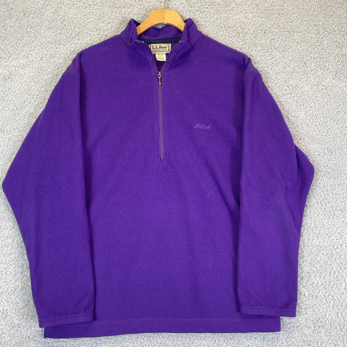 Vintage LL Bean 90's Jacket Purple Fleece 1/4 Zip Pullover Size