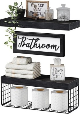  Bathroom Shelves Over Toilet - Paper Storage Wall Mounted Farmhouse Decor Decor