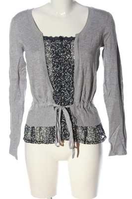 ZERO Strickshirt Damen Shirt Gr. DE 38 hellgrau-schwarz-weiß Casual-Look