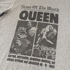 Queen Mens News Of The World 40th Anniversary 76 Tour Cotton Tee Shirt Gray L