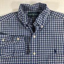 Polo Ralph Lauren M Blue Tattersall Plaid Classic Fit Button Down Shirt Men