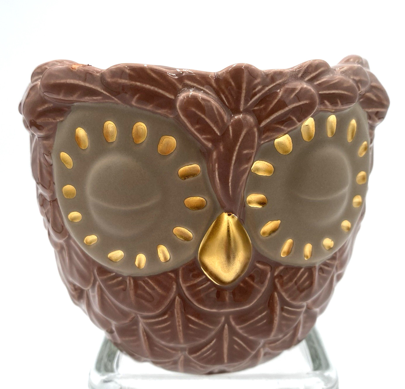 Bath & Body Works Ceramic Owl Candle Holder, Brown, with Tag