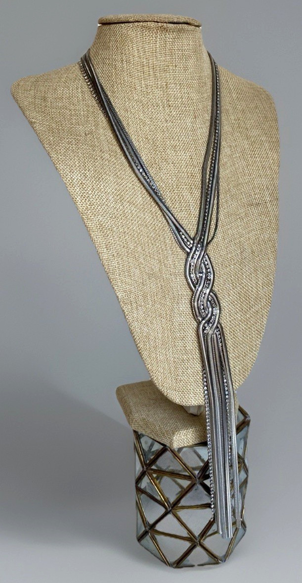 Vtg Cache Adjustable Multi-Strand Knotted Silver … - image 1