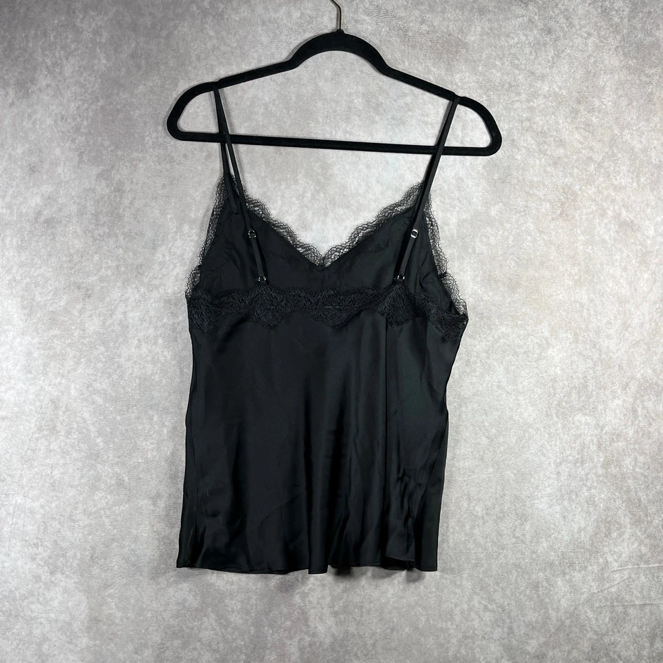 Camiseta sin mangas Victoria's Secret para mujer mediana negra con ribete de encaje sin mangas con cuello en V Foto 3 de 4