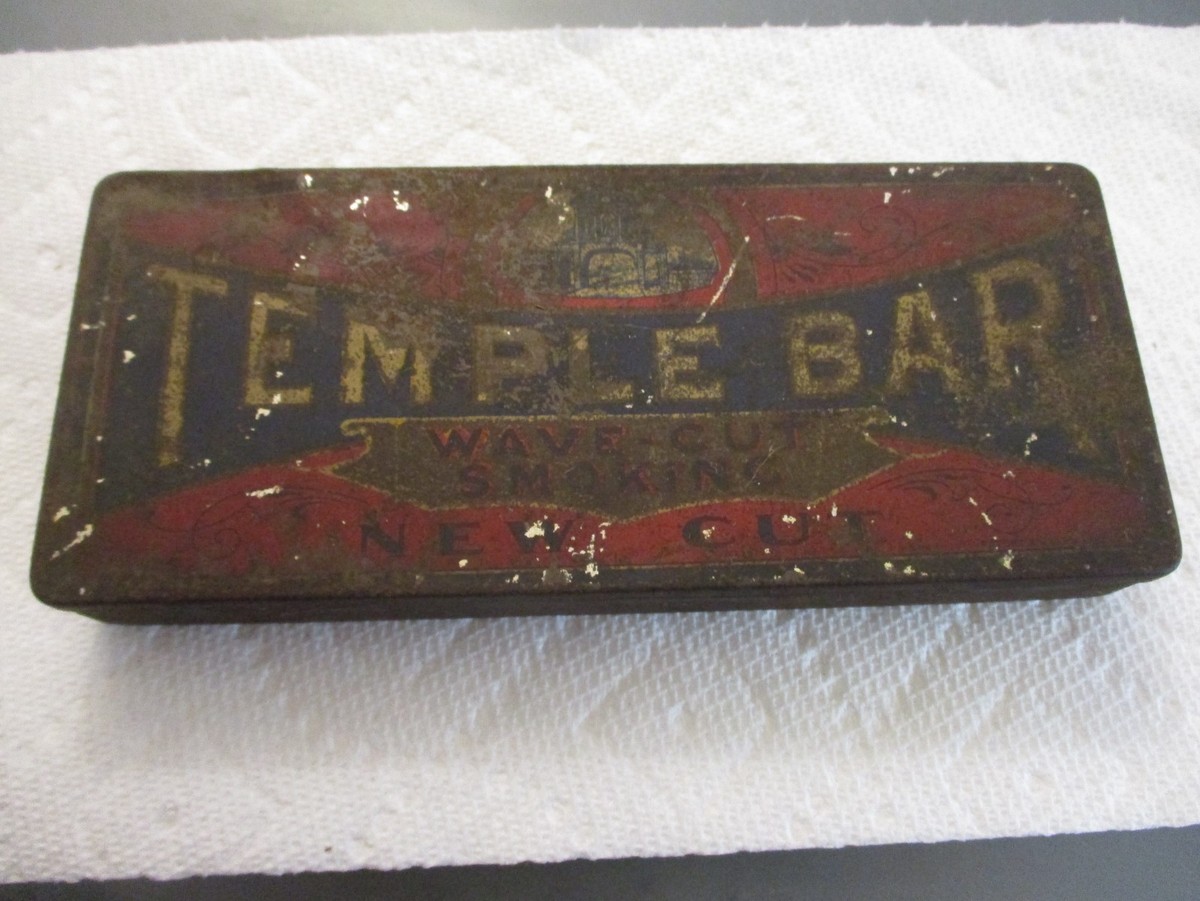 temple bar tobacco tin Vintage Antique Temple Bar Wave New Cut Smoking Tobacco Tin Empty Scarce