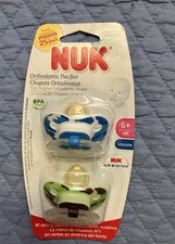 New-6 mo CAMO 2 Nuk Orthodontic Pacifier Silicone Green  Blue BPA Free Medium