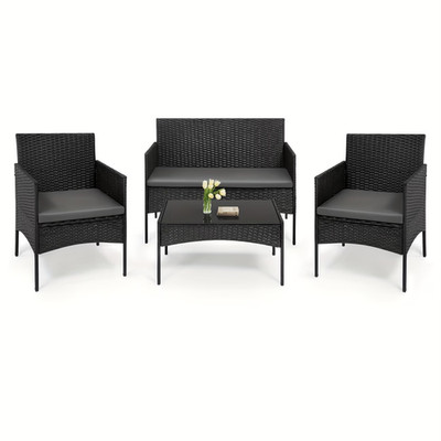Garden Lounge Set with 1 Sofa, 2 Armchairs, 1 Coffee Table
