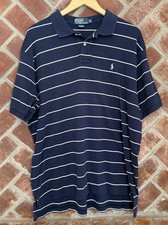 Polo by Ralph Lauren Polo Shirt Mens Size XL Golf Blue White Stripe Short Sleeve