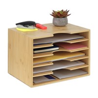 Briefablage BüRo Organizer Dokumentenablage Ablagesystem 5 FäCher Natur Bambus