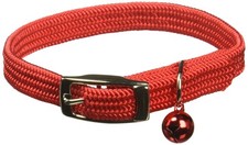 10 Inch Red Stretchy Woven Nylon Cat Collar With Safety Release And Bell